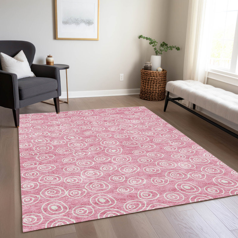 Faune intérieure / extérieure lavable à la machine ACN728 - rose, Rectangle 5 pi x 7 pi 6 po
