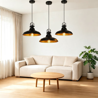 Luminaire suspendu Farmhouse, luminaire suspendu noir pour îlot de cuisine, plafonniers noirs mats pour salle à manger, chambre à coucher, couloir, cordon réglable, paquet de 3