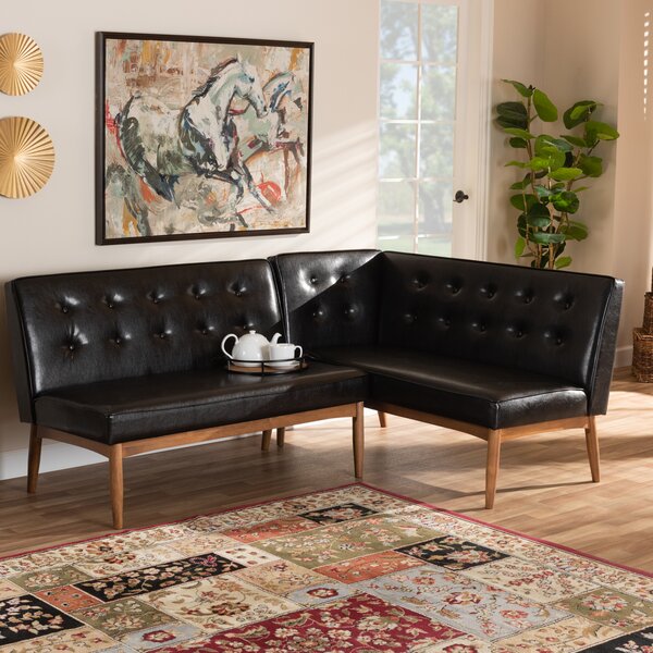 Corrigan Studio® Bopp Faux Leather Solid Wood Bench & Reviews | Wayfair