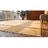 Small Size Gold Geometric Design Antique Cotton Dhurrie Rug