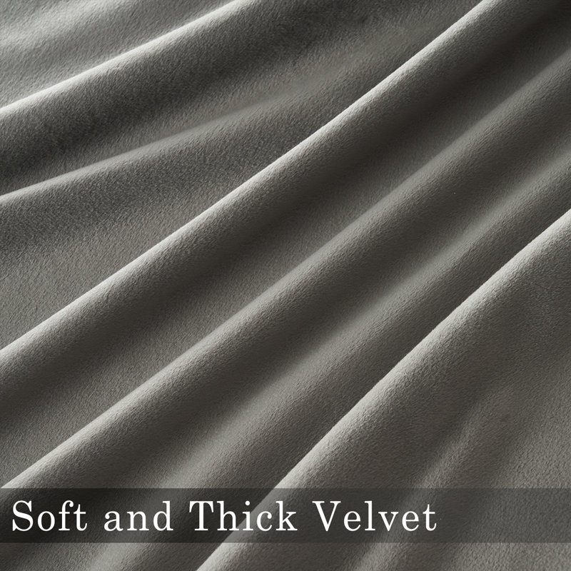 Aikens Velvet 100% Blackout Thermal Curtain Panel, Gray, 52" W x 102" L