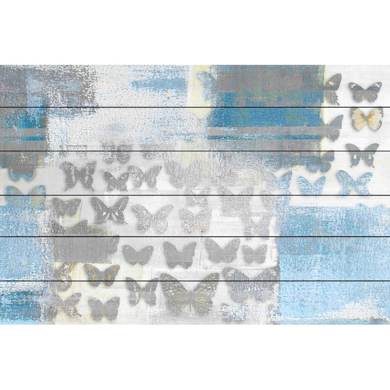 « papillon frenzy », impression sur bois, H 8 po x l 12 po x P 1,5 po