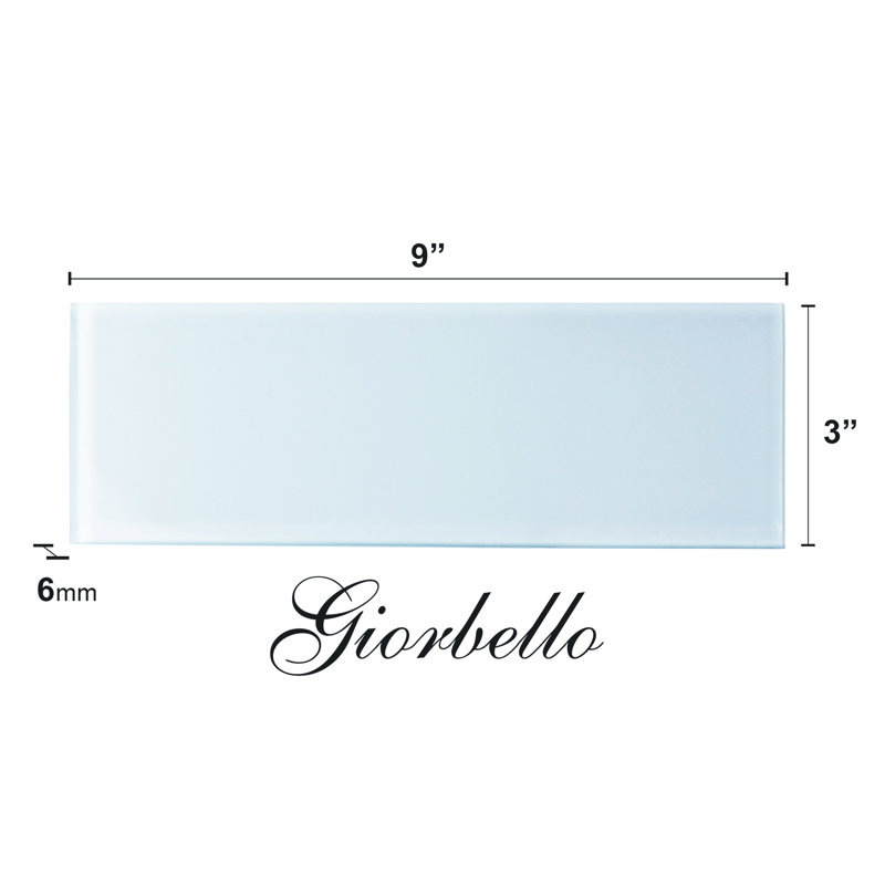3" x 9" Glass Subway Tile, Sky Blue