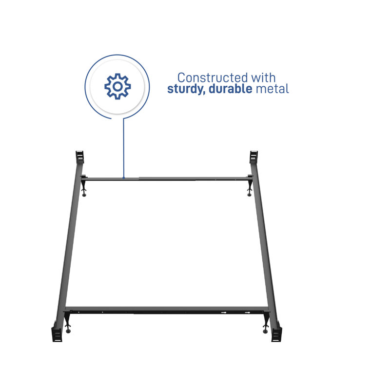 Black Painted Metal Adjustable Full Bed Frame