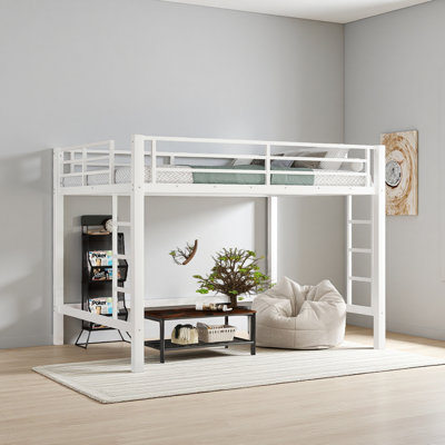 Loft Bed With Easy Climbing Ladder And Guardrails
