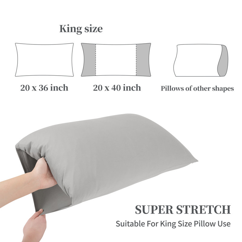 Taies d'oreiller en jersey extensible avec fermeture à enveloppe, Gris clair, Taie d'oreiller très grande