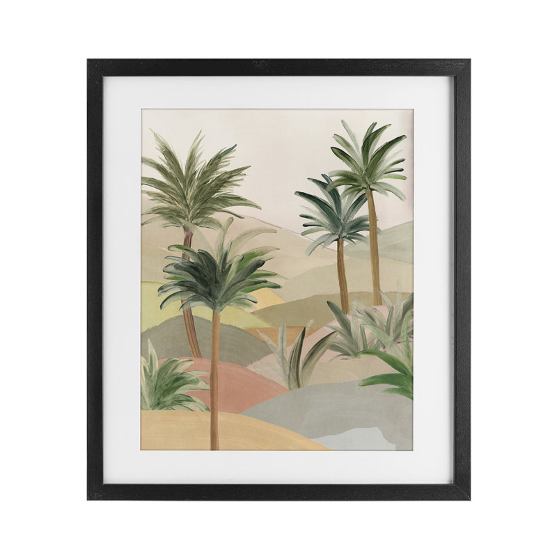 «Desert Oasis Hills», reproduction encadrée sous verre, conception de Ian C., H 21 po x l 17 po, Cadre noir minuit