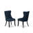 5 Piece Dining Table Set Includes a 48" Round Table with Pedestal and 4 Navy Blue Polyester Fabric Upholstered Chairs, Sand Blasted Black-6334576-6334586