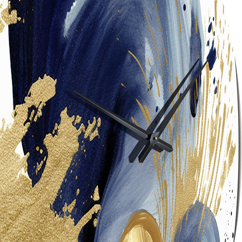 Horloge murale en métal bleu foncé et doré, Moyenne