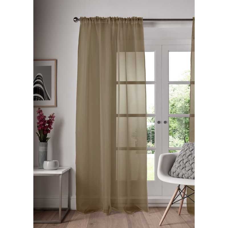 Juliann Sheer Curtain Single Panel, Aubergine, 148 W x 122 D cm