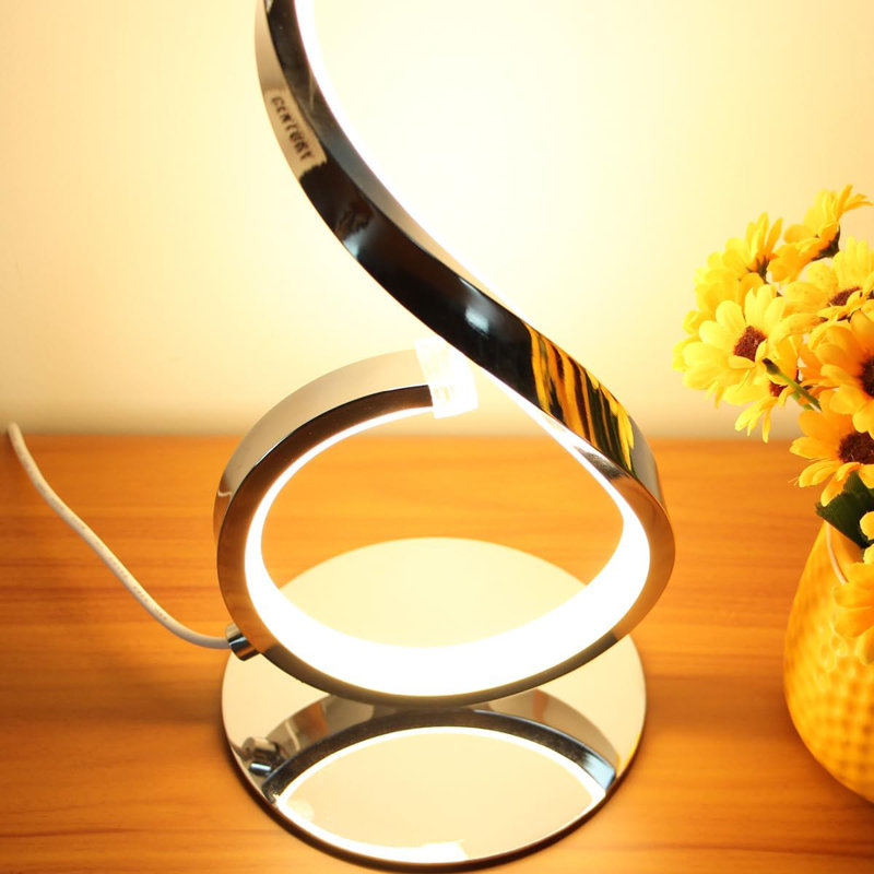 Modern Spiral LED Table Lamp With Stepless Dimmable 3 Color Modes, 10W Eye-Caring Desk Light For Bedroom, Living Room, And Office