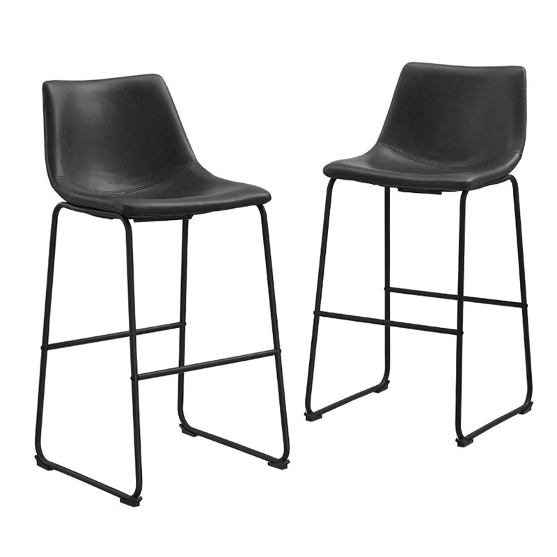 Oconnor Faux Leather Upholstered Counter/Bar Stool, Bar Stool (29.25” Seat Height), Tan Leather/Black Frame