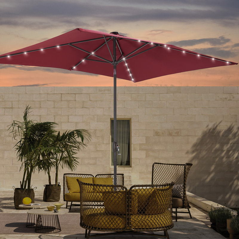 Parasol de marché rectangulaire 108,2 po x 72,4 po Yvonne, Rouge vin