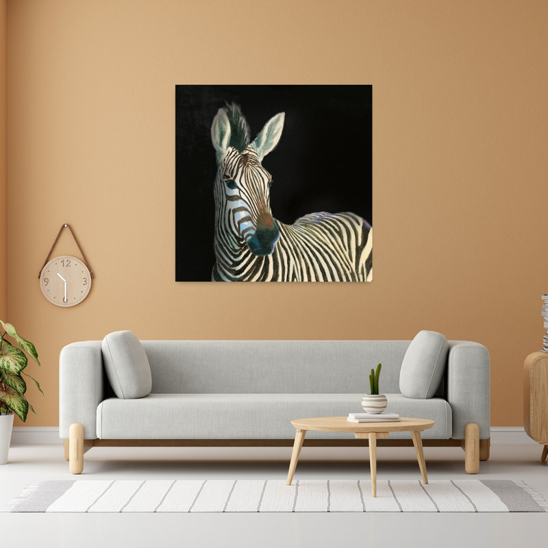 Art contemporain noir avec animaux d'Afrique, H 48 po x l 48 po