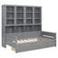 Full Size Loft Bed With L-Shaped Desk And Drawers, Cabinet And Storage Staircase, Grey