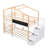 Twin Over Twin Bunk Bed House Bed With Roof Windows Blackboard And Storage Ladder Platform Bed, Space-saving,  Quiet Design, Suitable  White+natural-1793445439