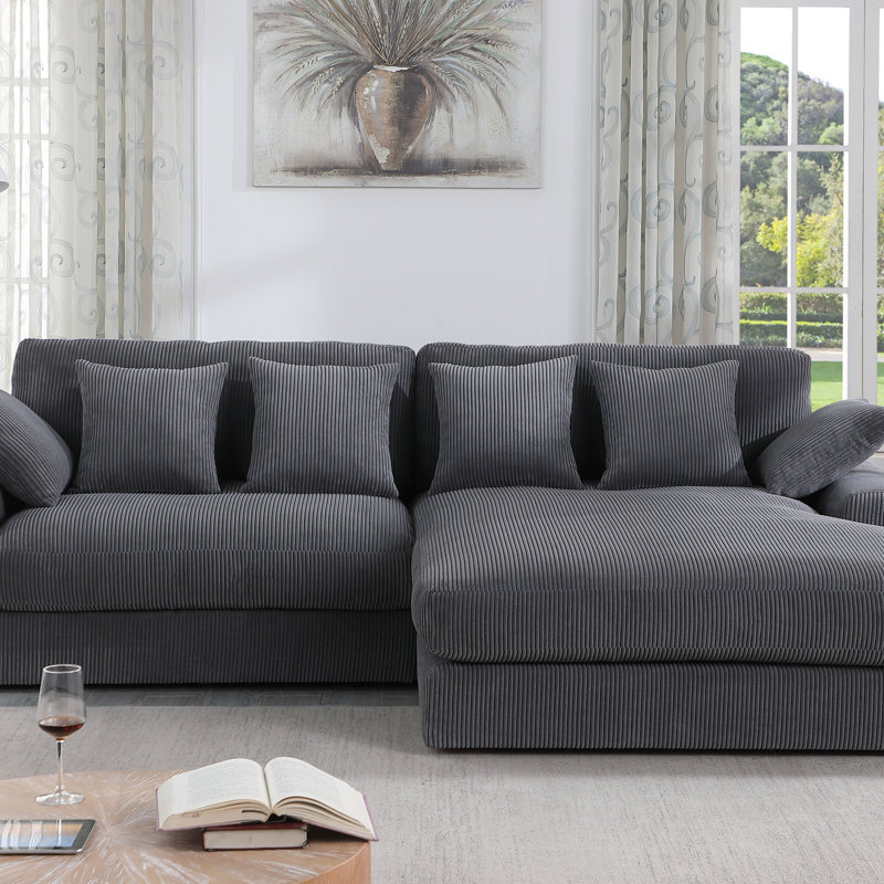 Canapé modulaire réversible 105 po Corduroy, Chocolat