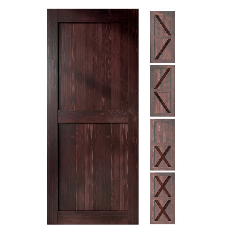84 po de hauteur 5-en-1 Design acajou rouge massif couleur bois de pin fini / non assemblé une porte seulement, 42 po x 84 po