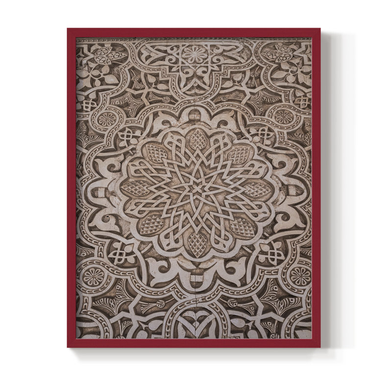 Vintage Abstract Print CXVII Framed Print - Solid Wood, 30" H x 24" W, Red