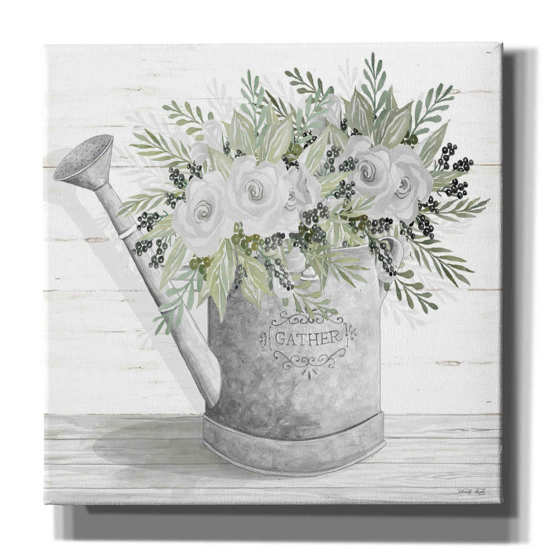 «Gather Watering Can» par Cindy Jacobs, art mural sur toile, L 26 po x H 26 po x P 1,5 po