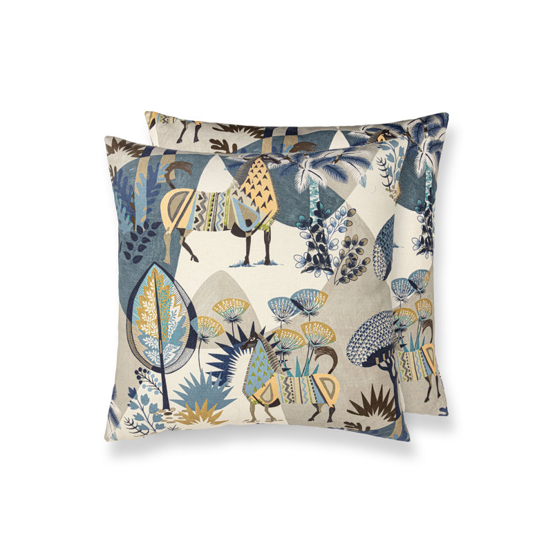 VILLELAURE PILLOW, Square - 24"H x 24"W, Bluestone Wheat Llamas