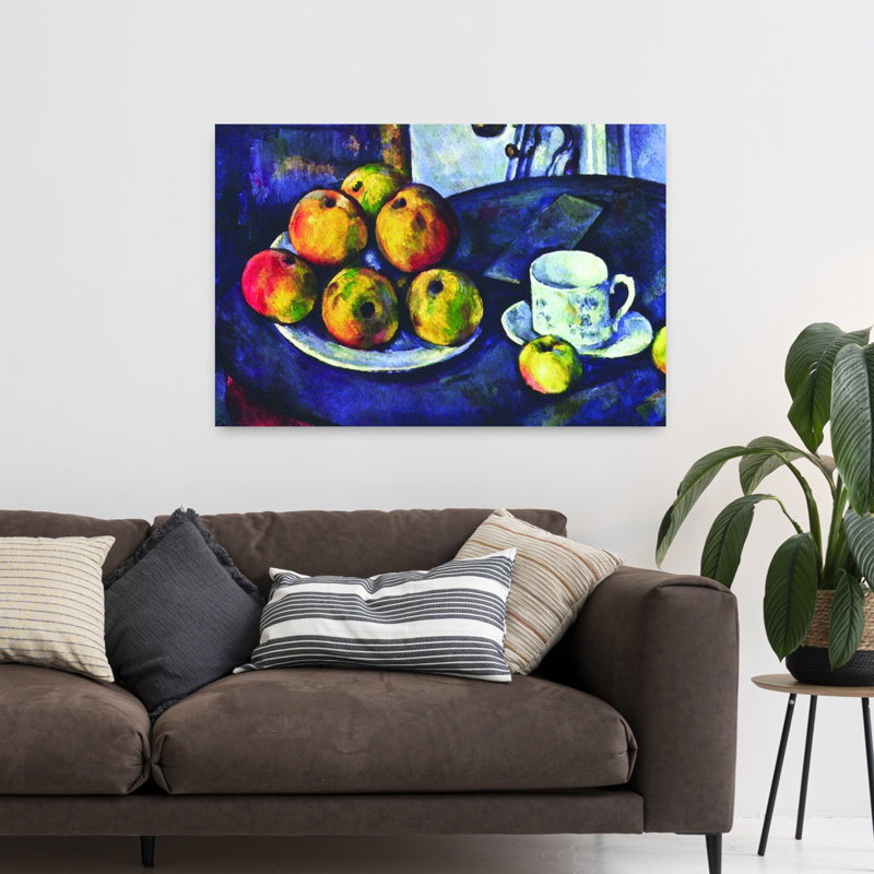Still Life With Apples Classic Traditional Contemporary Violet Wall Art Print by Paul Cezanne - 1 Piece Wrapped Canvas Wall Art