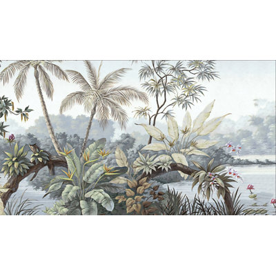 Papier peint Tropical Serenity Misty Jungle Retreat