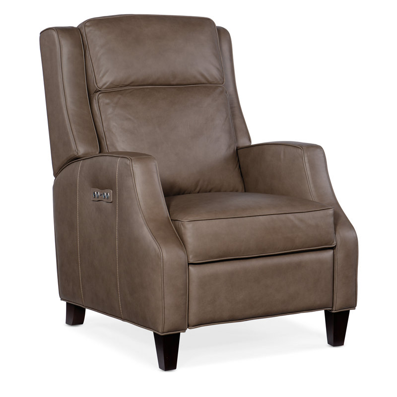 Fauteuil inclinable électrique en cuir véritable Tricia de 30,75 po de largeur, Tremble Lenado