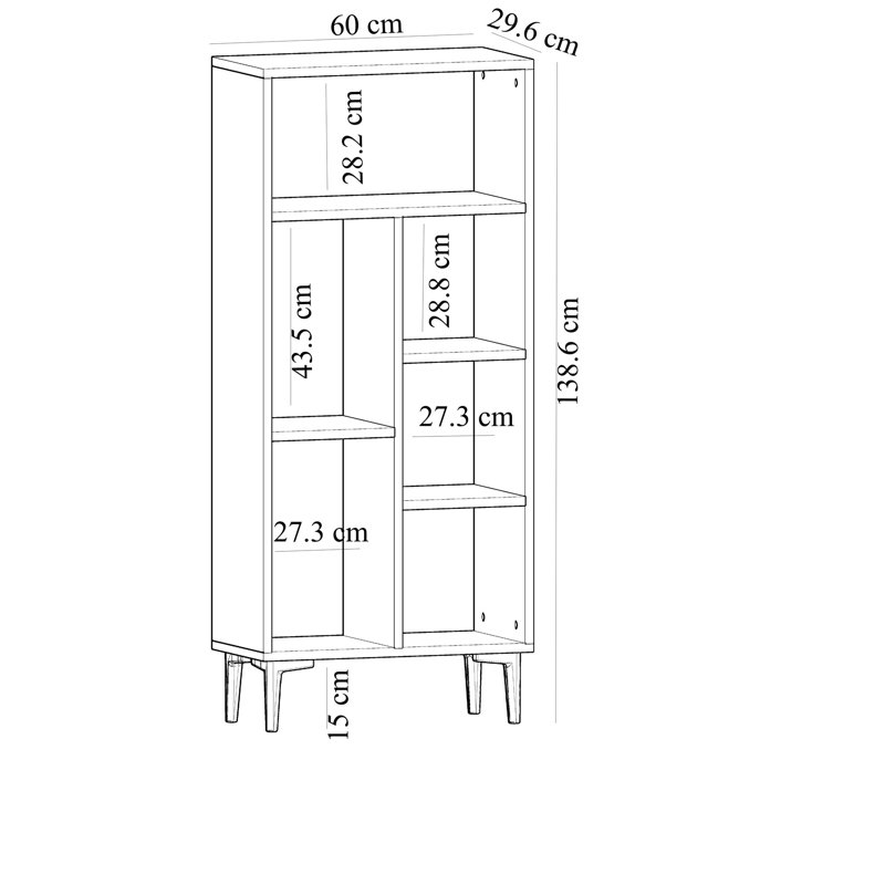 Bibliothèque standard H 54,57 "x l 23,62", Brun