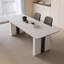 Table de salle à manger rectangulaire en pierre frittée beige clair-953042466
