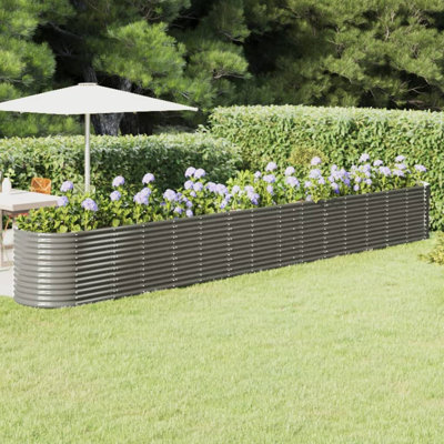  Garden Raised Bed Silver Powder-coated Steel Large Durable