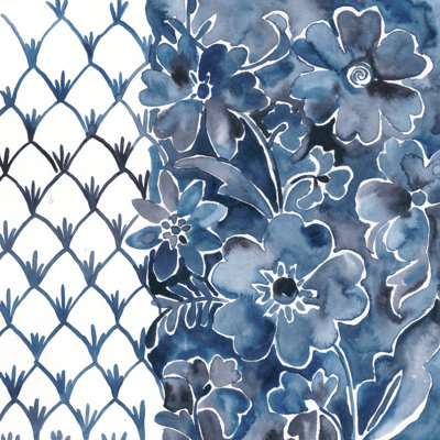Cobalt Garden III - Wrapped Canvas Print