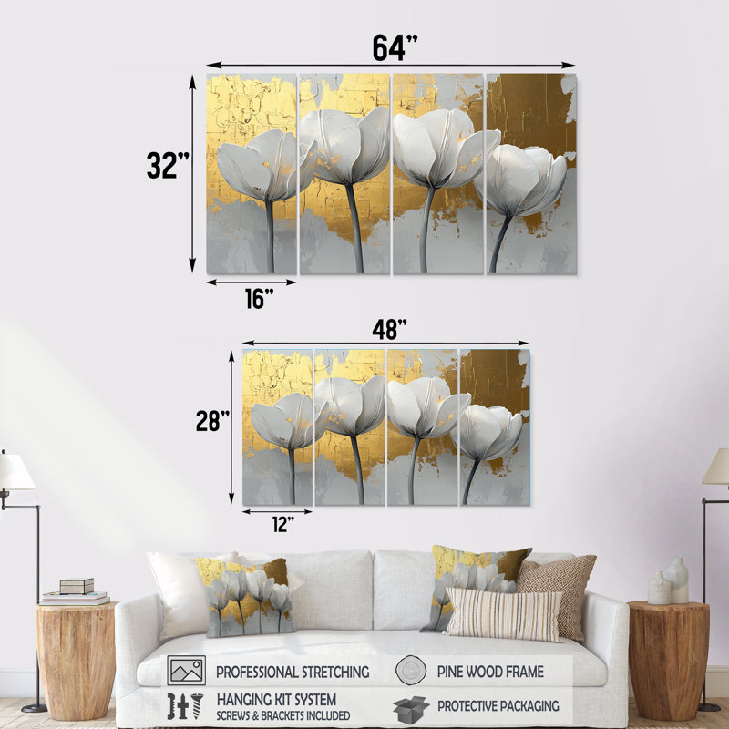 Henderson - Tulips Wall Art - Traditional Wall Art For Living Room, 4, 32" H x 64" W