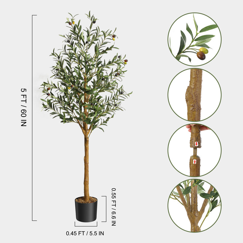 Faux Olive Tree Tree, 59.06cm H x 5cm W x 5cm D