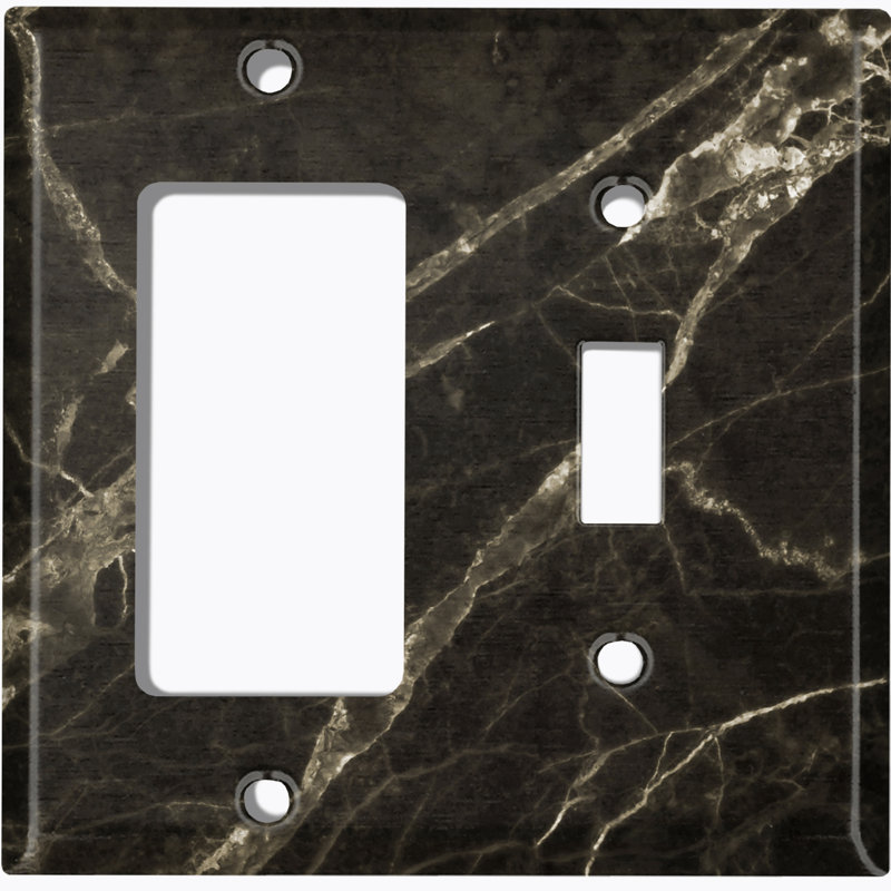 Patterned 2 - Gang Combination Plate Standard Combination Wall Plate, Black