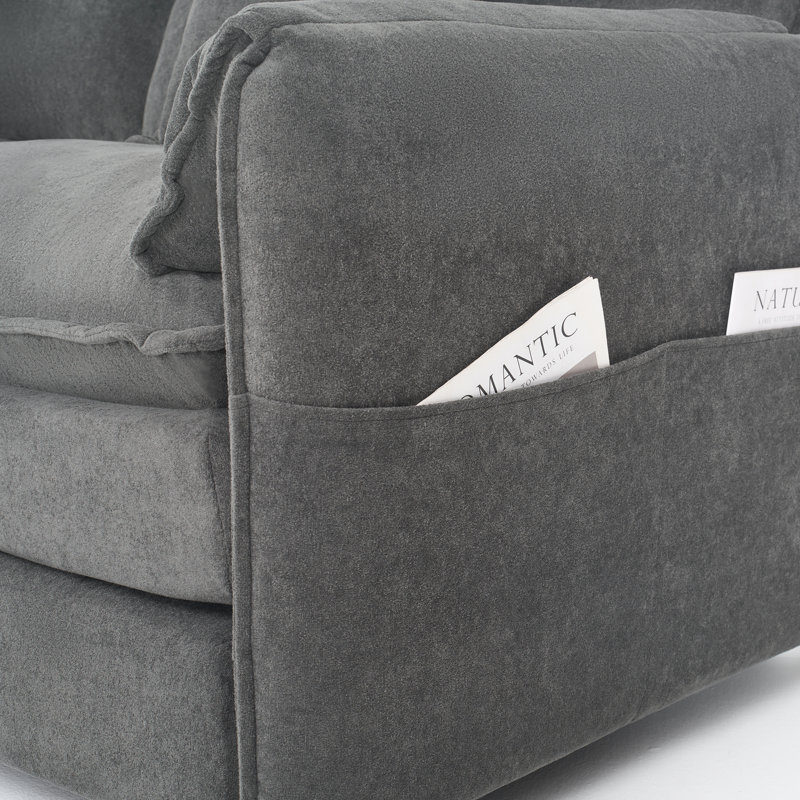 Ensemble de canapé et causeuse à assise profonde 2 pièces en chenille gris