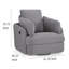 Emmett Swivel Manual Glider Recliner Chair, Grey Polyester, 2 Pillows