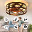 Ventilateurs de plafond en cage avec lumières noires, ventilateur de plafond encastré de 20 pouces, petit ventilateur de plafond Farmhouse avec luminaire, ventilateur réversible pour la chambre à coucher (y compris les ampoules E26)