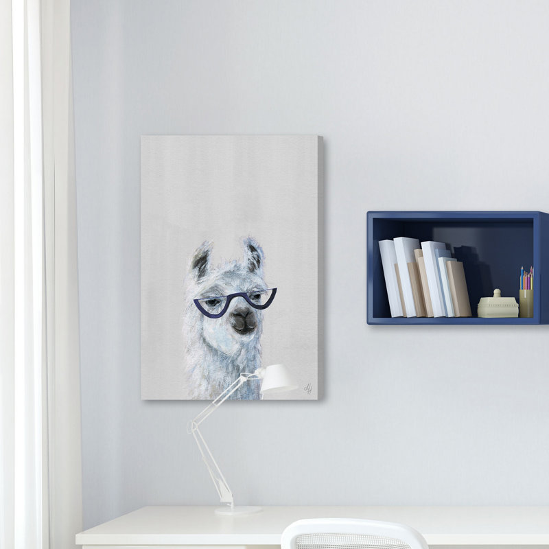Salena Studious Llama II Print on Wrapped Canvas, 12" H x 8" W x 1.5" D