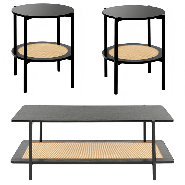 3-piece Rattan Living Room  Table Set - Coffee Table And Two End Tables
