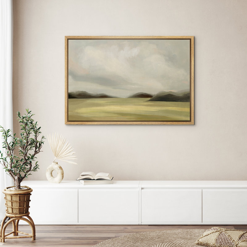 Reproduction d'art sur toile encadrée - paysage rétro, salon, décor de ferme moderne, Naturel, H 24 po x l 36 po
