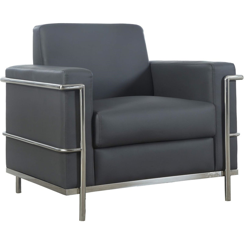 Fauteuil de direction en similicuir, Gris clair