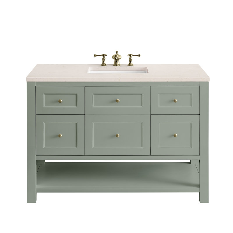 Breckenridge 48'' W Single Vanity, Carrara White, 8" Widespread, Smokey Celadon