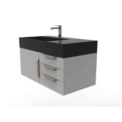 Ensemble de meuble-lavabo mural simple 36 po Bassi