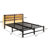 Industrial Style Queen Metal Bed Frame, Wooden Headboard, Lights, Functional Shelf, , No Box Spring 'D Rustic Brown Size, Headboard Storage, Bright Lights-1148508637-1148508636
