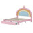 Upholstered Rainbow Design Bed, Velvet Princess Platform Bed With Storage Drawer, No Box-Spring Needed,Colorful Pink-655504364