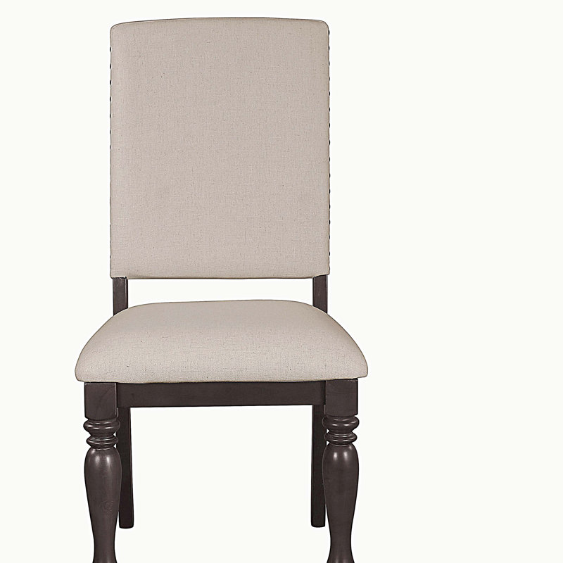 Chaises d'appoint rembourrées en tissu, chaises de salle à manger avec garniture cloutée et cadre en bois, ensemble de 2