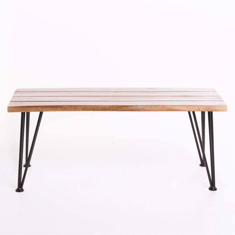 Industrial Rustic Coffee Table With Wood And Iron Frame, 18" X 43" 18", Style Design Outdoor