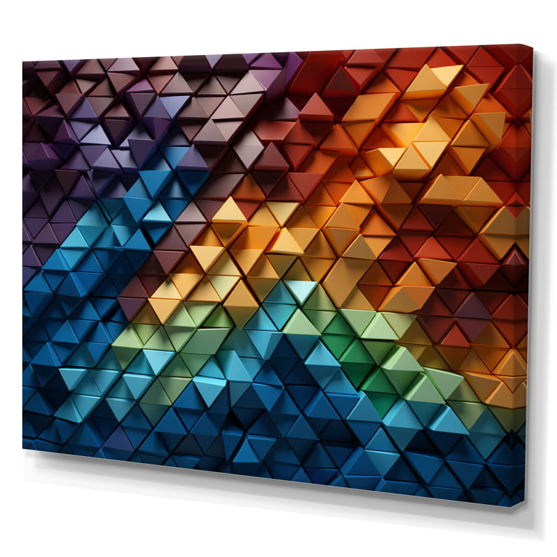 Abstrait arc-en-ciel en bois délice II, H 16 po x l 32 po x P 1 po, Toile tendue