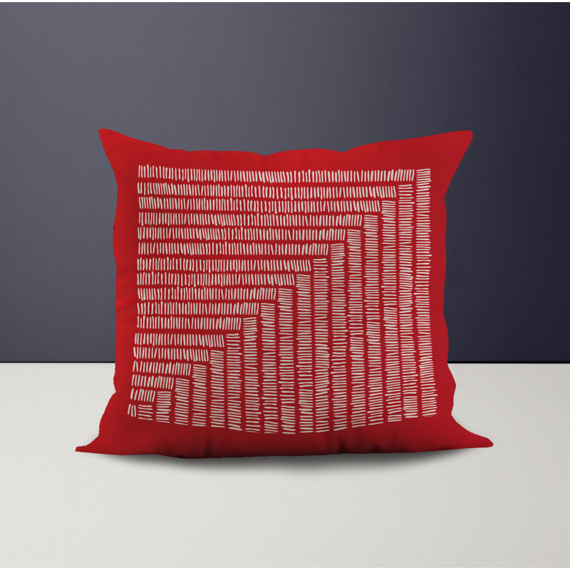 Jeté carré en polyester intérieur / extérieur, L 17 po x H 17 po, Rouge